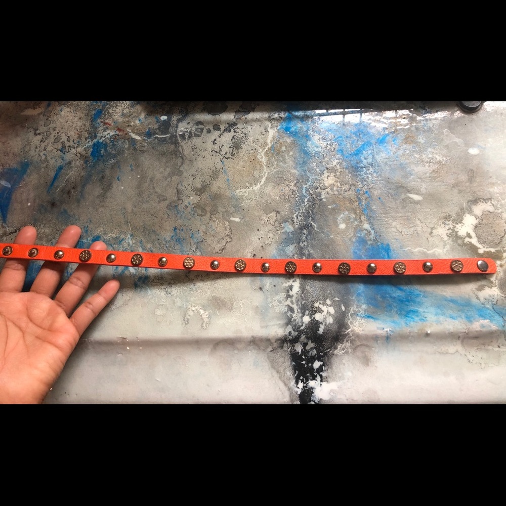 Auth Orange Leather Tory Burch Wrap Bracelet GUC - Picture 5 of 8